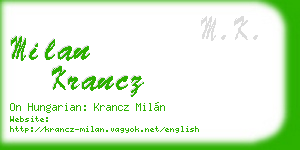 milan krancz business card